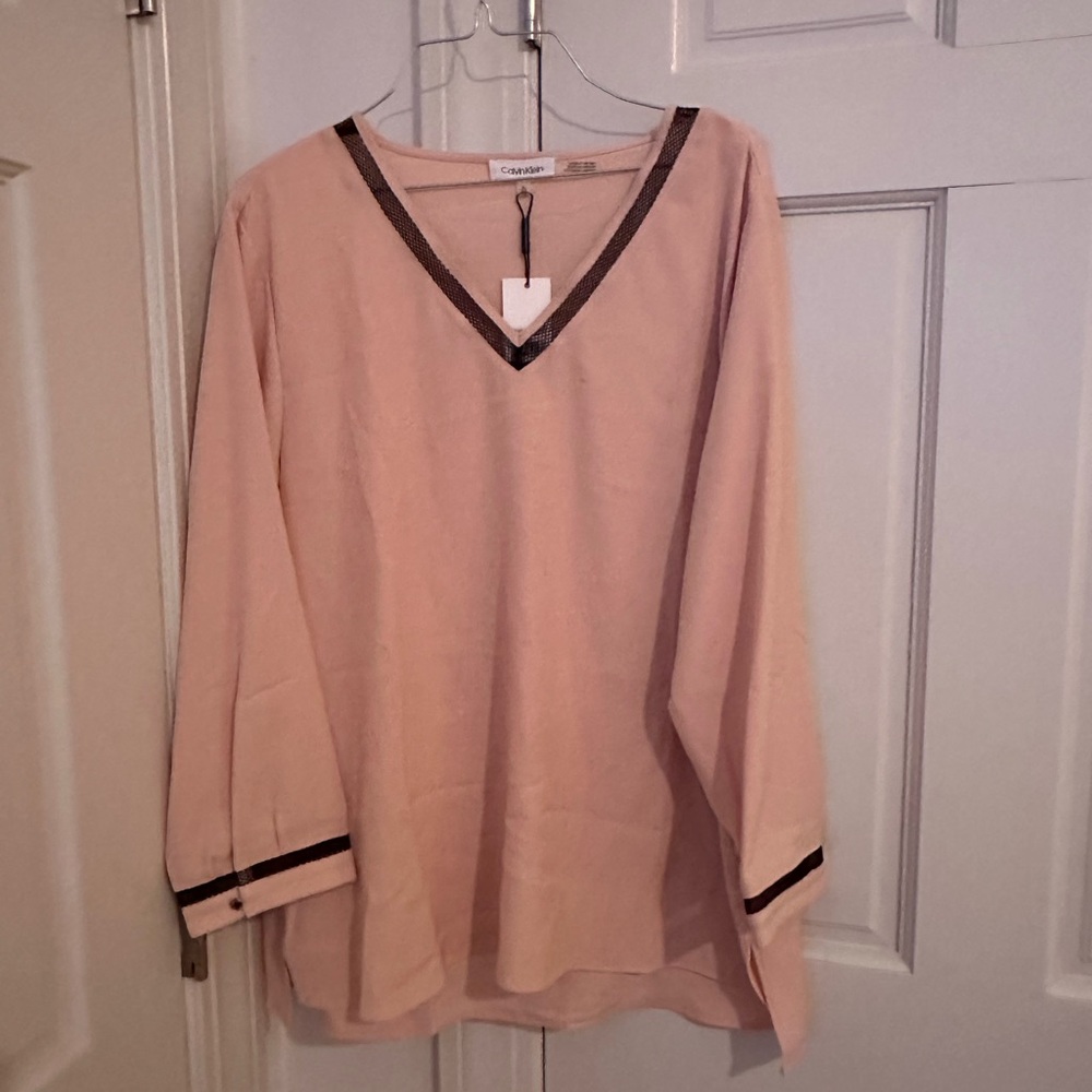 Calvin Klein Women's Blush V-Neck Blouse